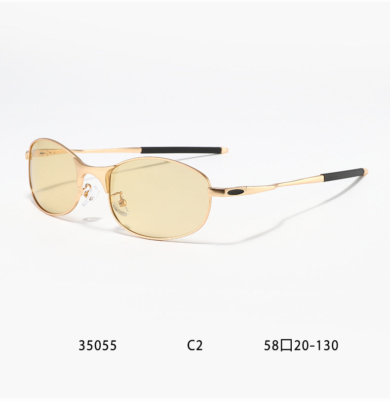 Metal Oval Frame Polarized Sunglasses - DippedShop Wholesale - #3539
