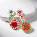 Sweet Asymmetrical Colorful Flower Dangle Earrings 6W6JER611