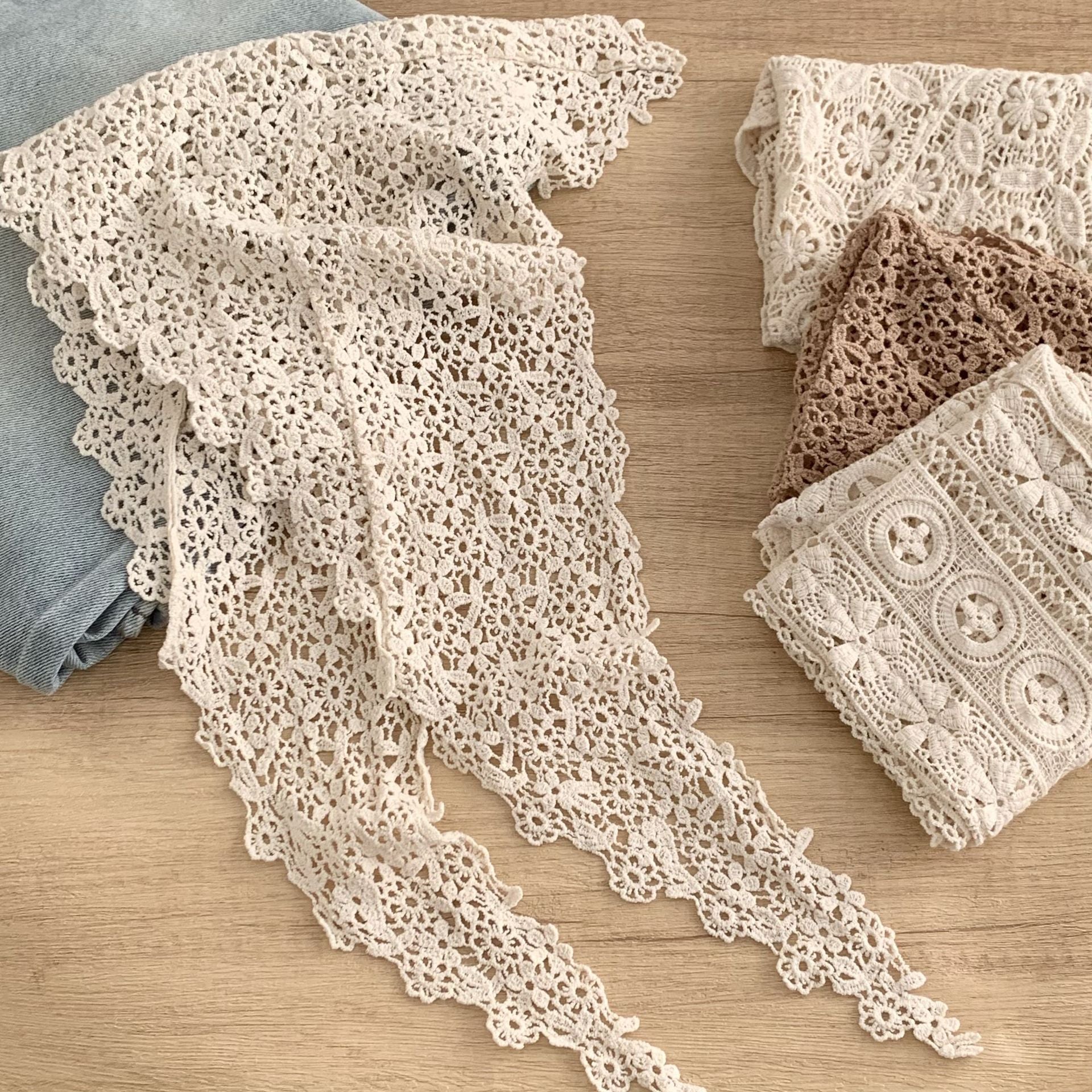 Floral Crochet Hollow Out Headscarf Triangle Shawl MK2BK6W6HHS31