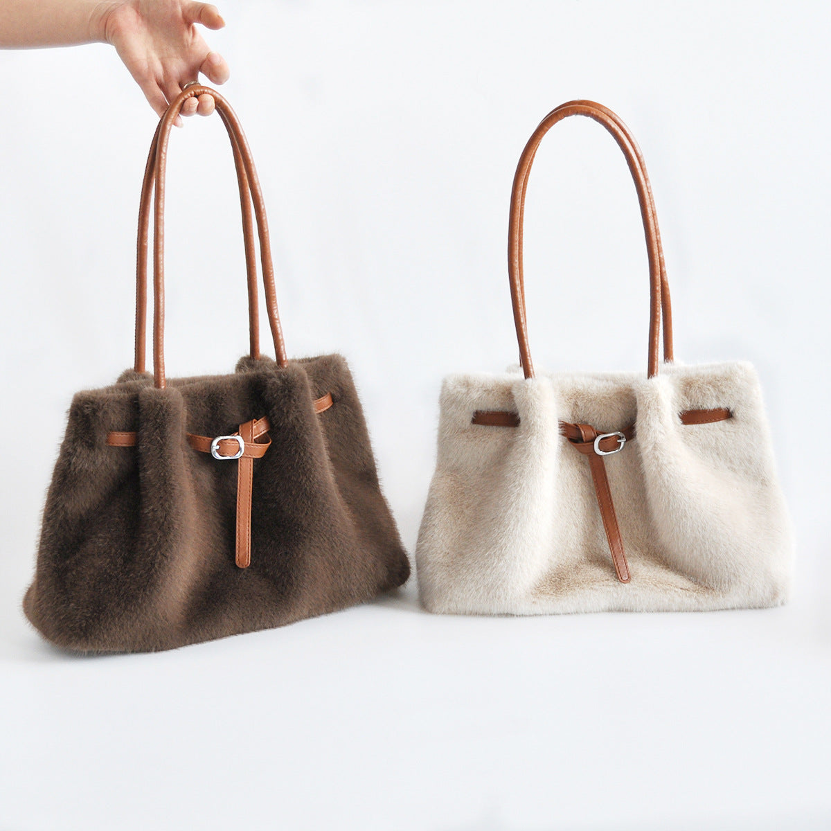 Fashion Fuzzy Plush Large Capacity Tote Bag 6W10BBG2357