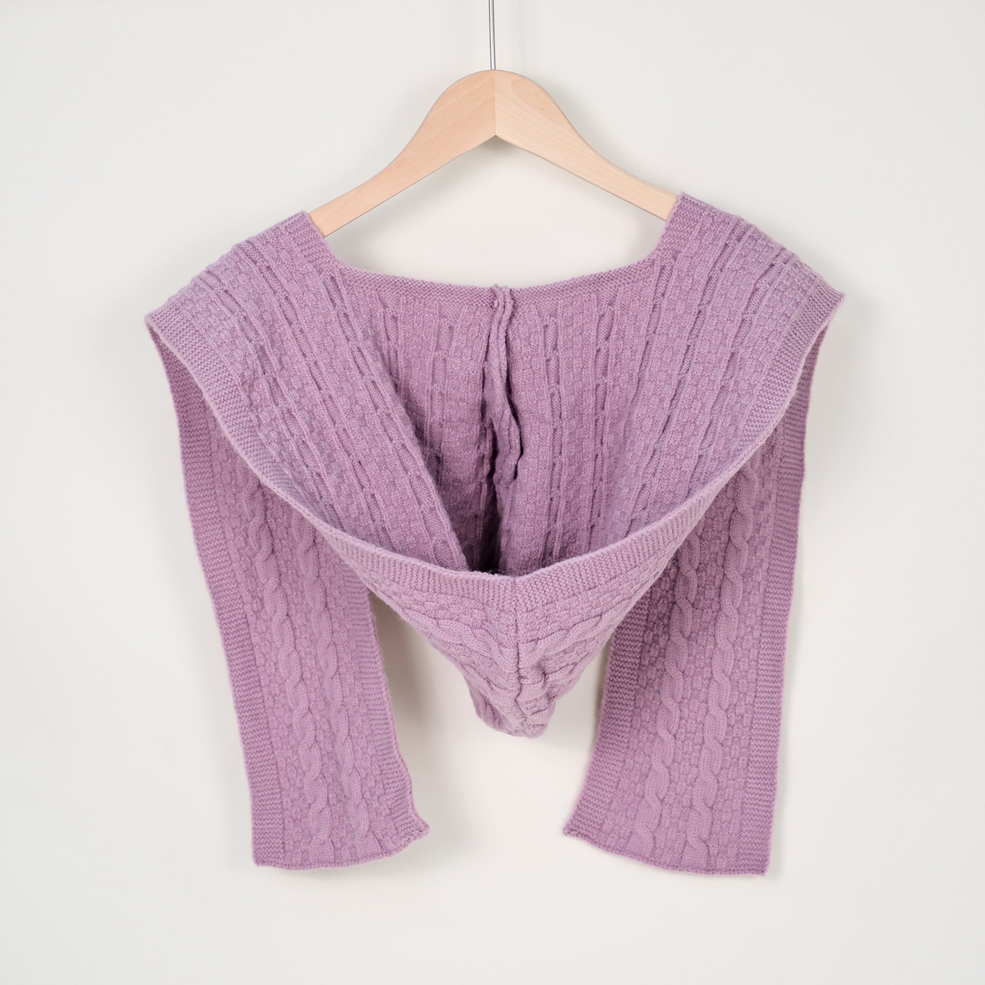 Trendy Solid Color Hooded Knit Shawl Wrap 6W6NSC57