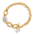 Chunky Pearl Gold Chain Bracelet - DippedShop Wholesale - #8803