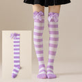 Christmas Bow Pom Pom Thigh High Socks 6W8FSO914