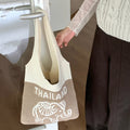 Casual Letter Elephant Knitted Shoulder Bag 6W10BBG1791