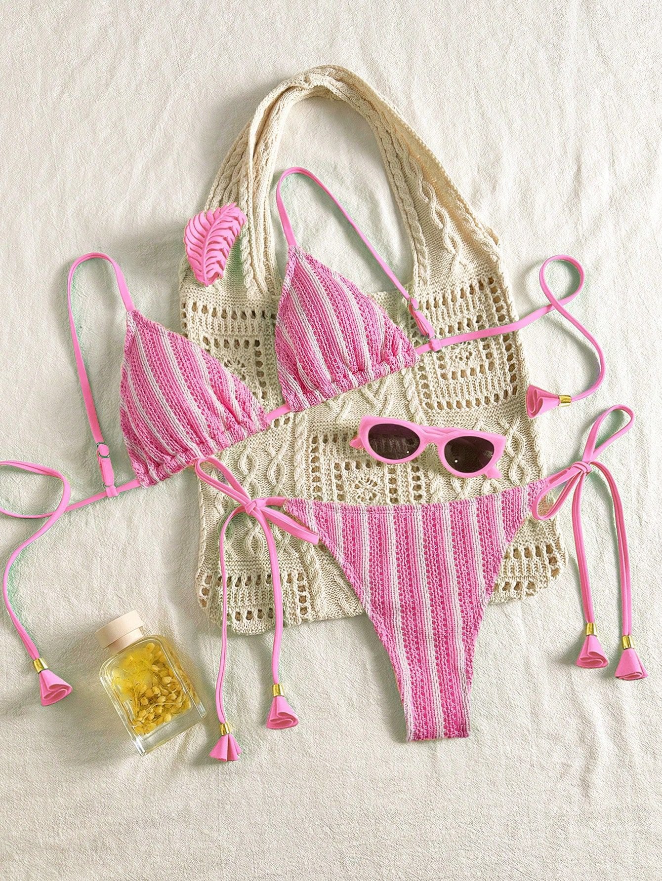 Striped Triangle Bikini Set - DippedShop Wholesale - #9123
