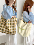 Color Block Plaid Reversible Shoulder Bag MK2BLW6W10BBG570