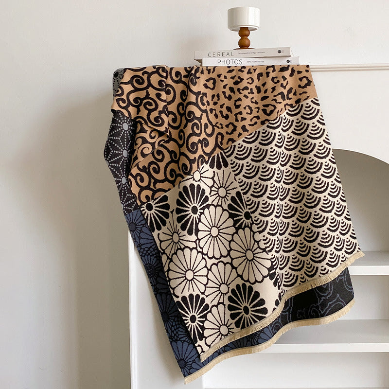 Reversible Floral Jacquard Shawl - DippedShop Wholesale - #9891