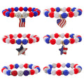 Stylish USA Flag Heart Pendants Beaded Bracelets 8ZA6JBR131T
