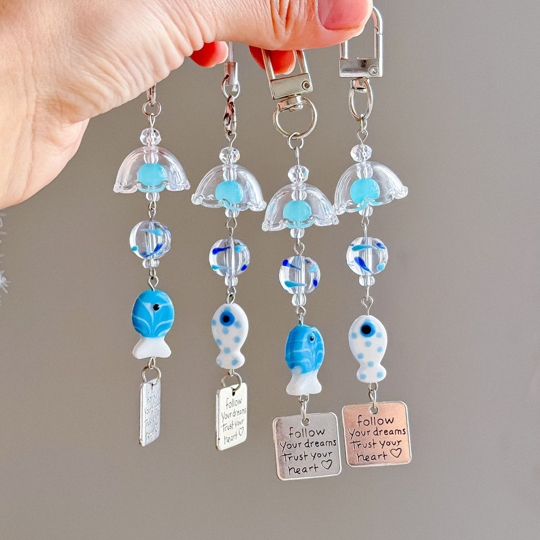 Cute Blue Fish Beaded Keychain Bag Charm DP25C908