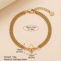 Simple Gold Plated Star Flower Chain Bracelet 6W6JBR530