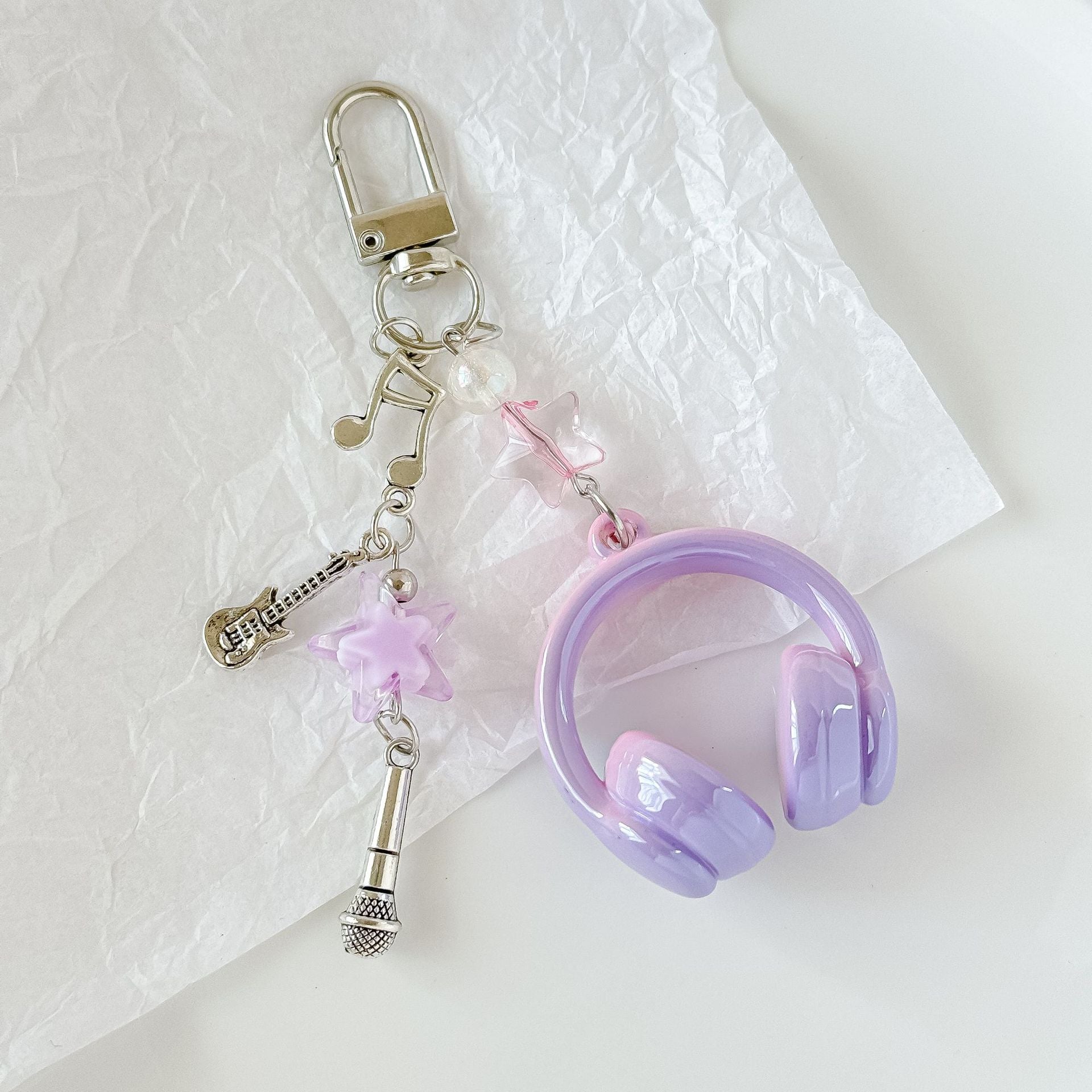 Chic Metal Earphone Microphone Pendant Keychain 6W10BBC391
