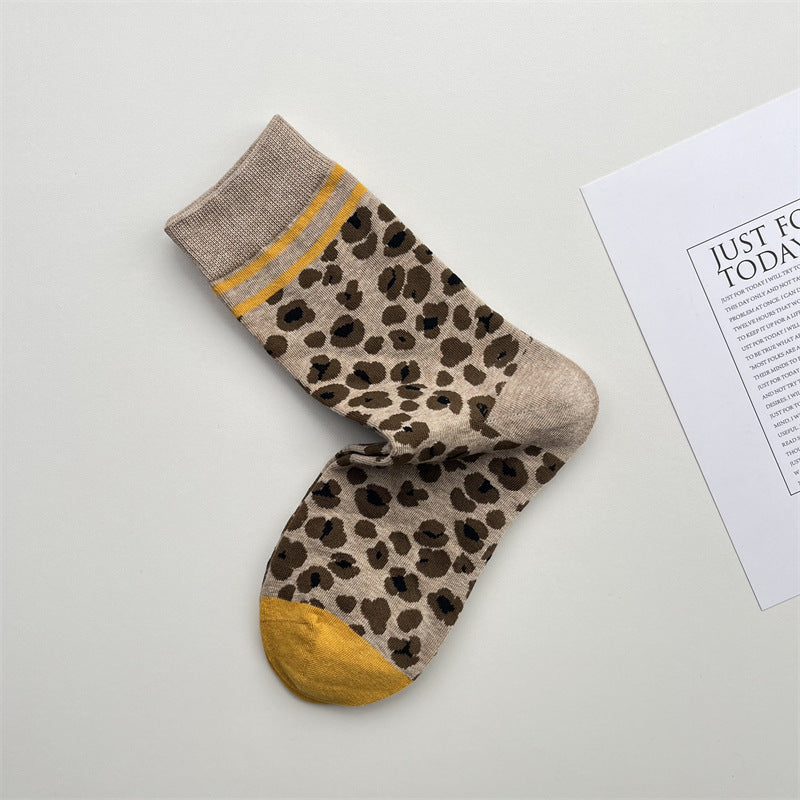 Leopard Print Crew Socks - DippedShop Wholesale - #2579