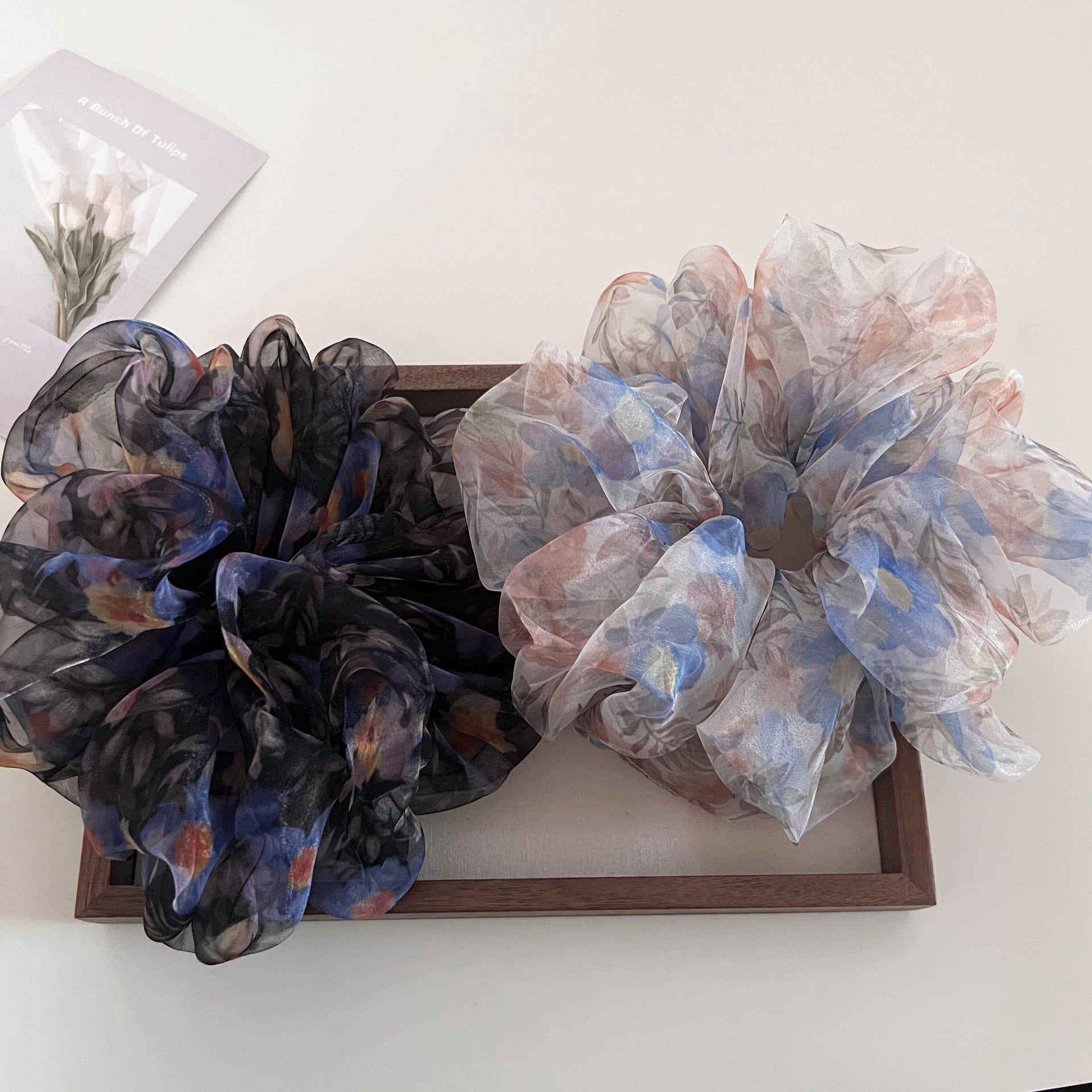 Vintage Sheer Organza Flower Fairy Scrunchies MK2BW6W6HSR85