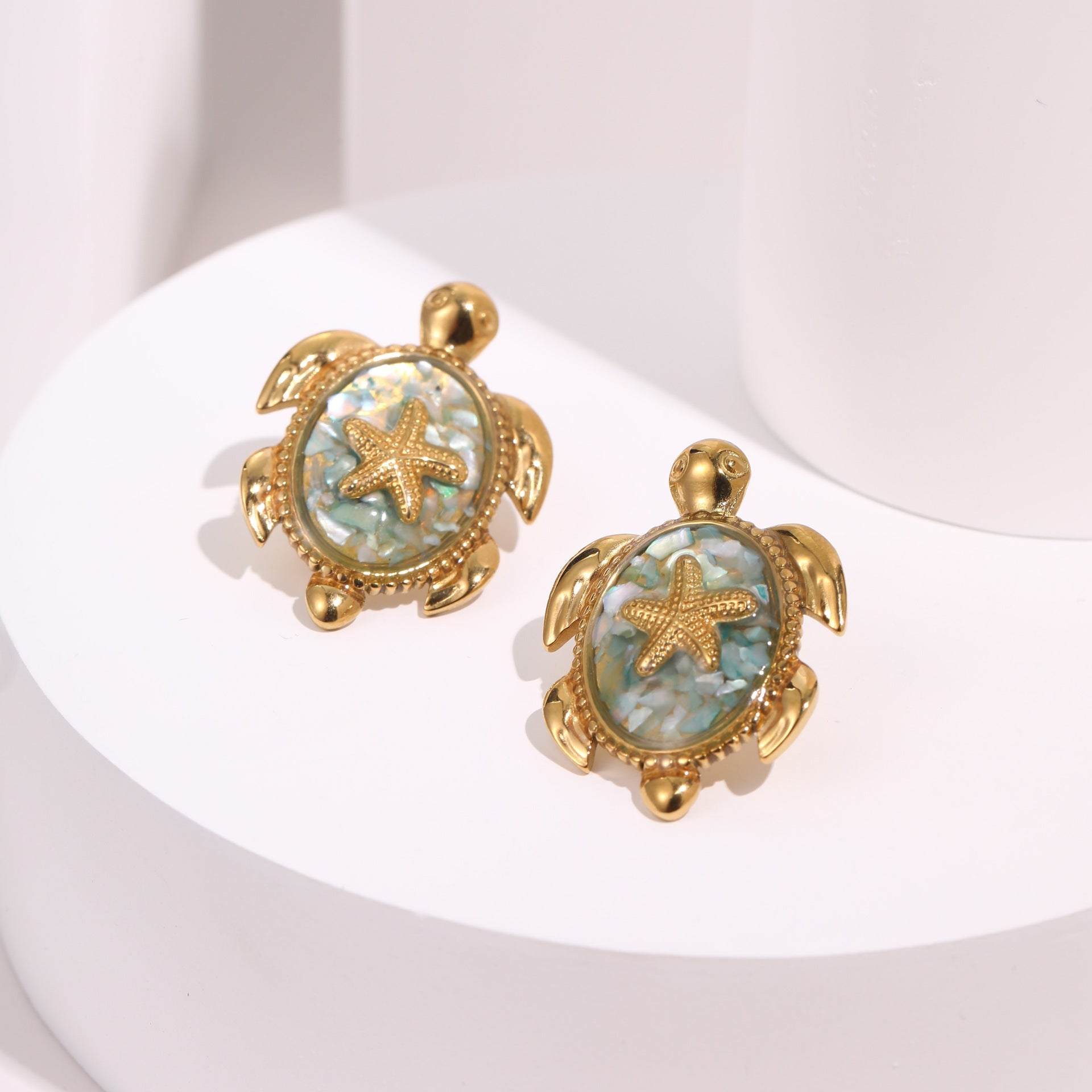 Starfish Turtle Gold Studs - DippedShop Wholesale - #8899