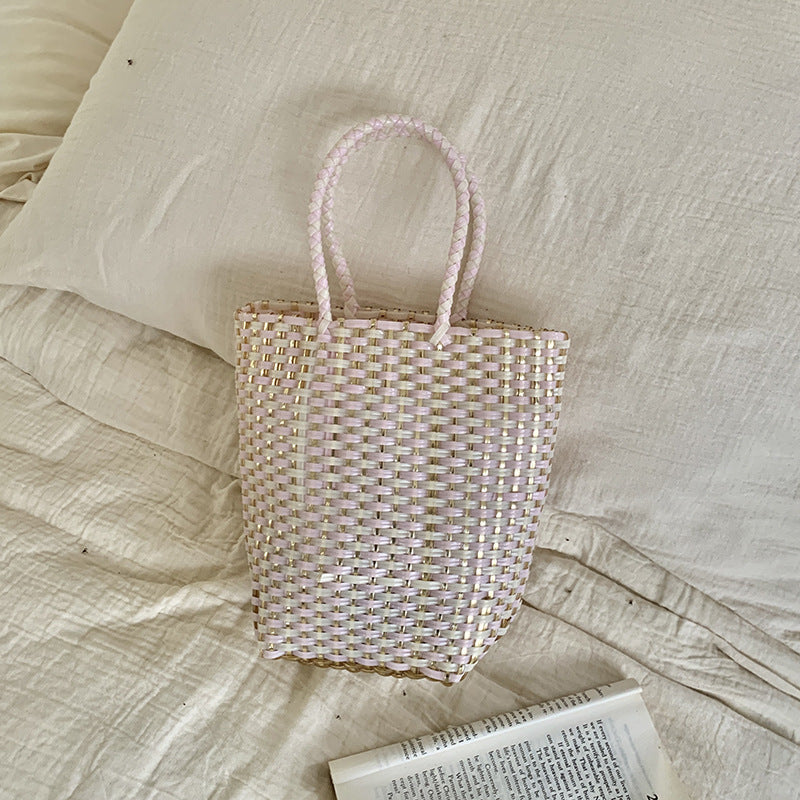 Minimalist Solid Color Hollow Hand Woven Handbag 8CW6BBG523L