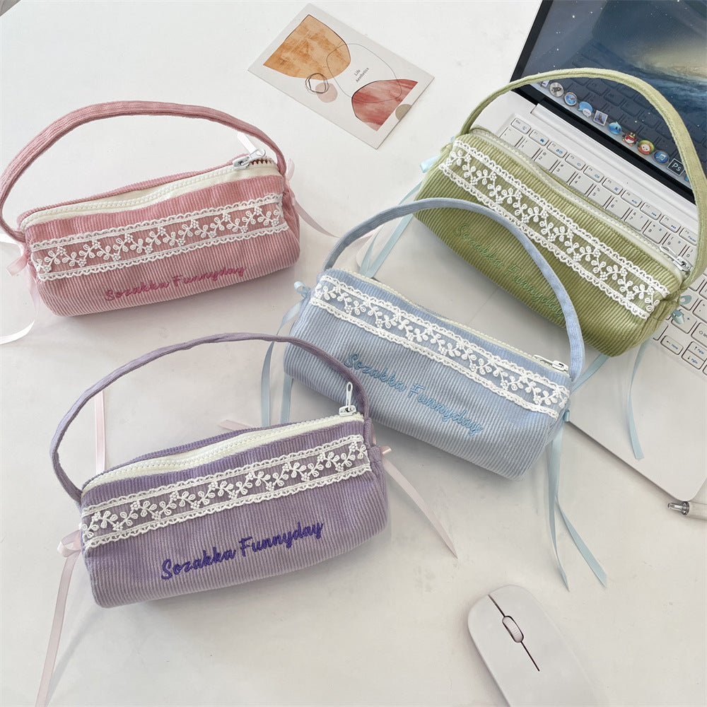 Minimalist Corduroy Makeup Pencil Pouch DP25E952