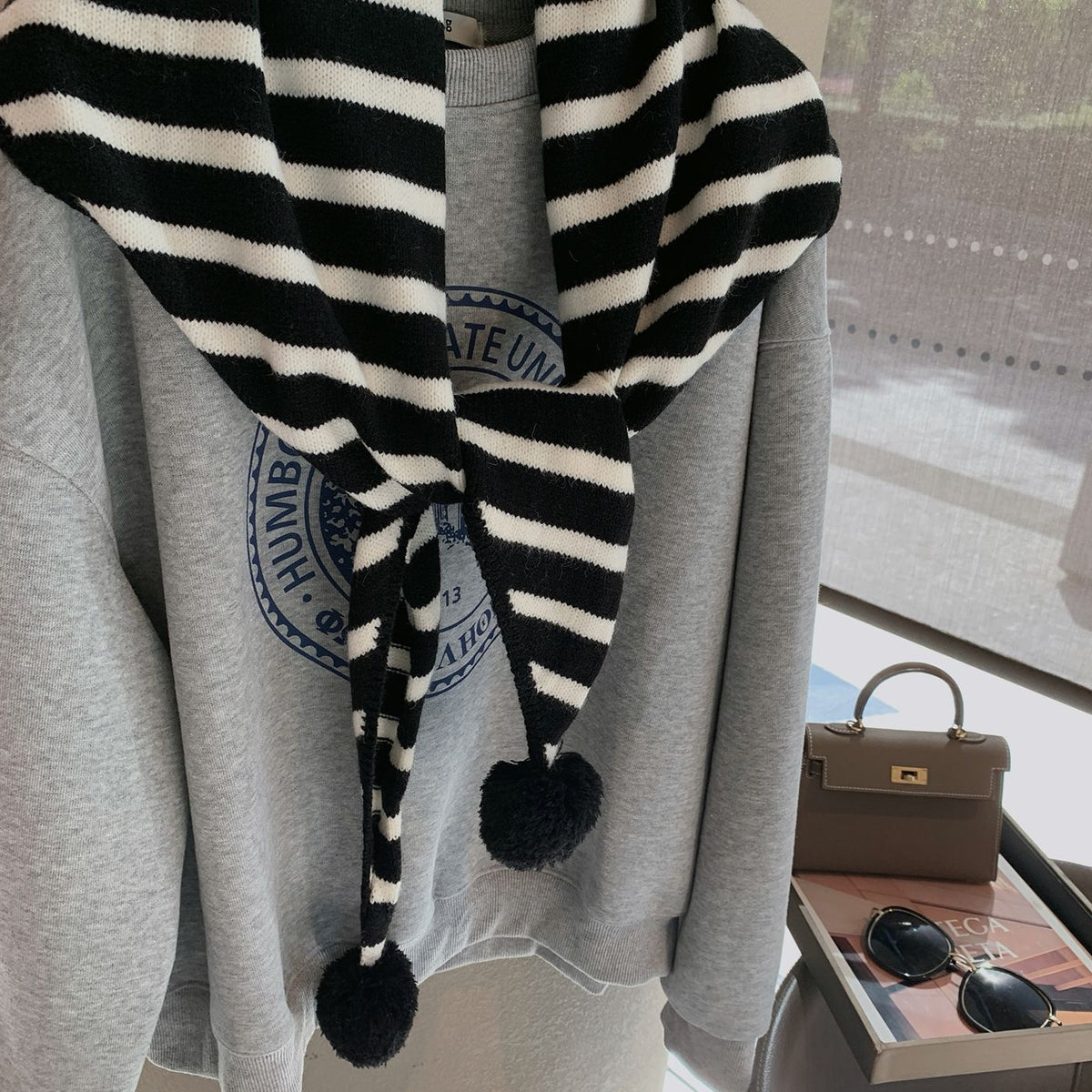 Striped Knit Triangle Scarf - DippedShop Wholesale - #7395