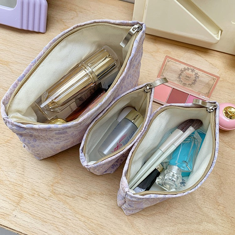 Floral Embossed Portable Large Capacity Makeup Bag MK2BW6W10BOB396