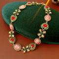 Retro Rhinestones Floral Heart Chain Necklace 6W6JNC920