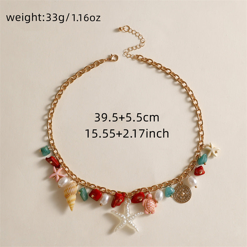 Trendy Shell Conch Pendant Layered Chain Necklace DP25D769