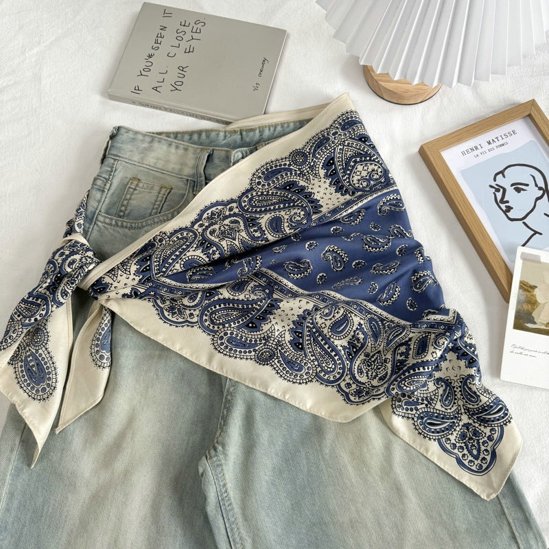 Retro Cashew Print Waist Belt Silk Scarf MK2BLW6W6NSI59