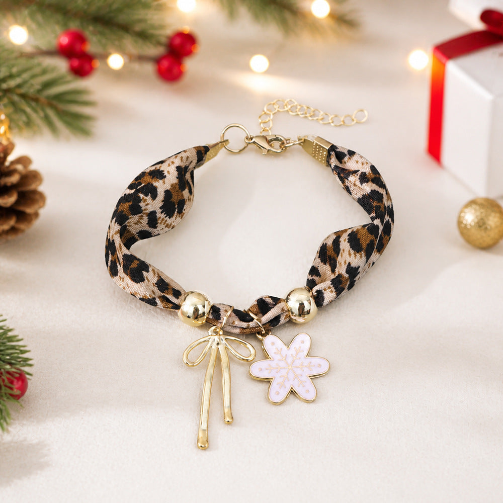 Christmas Santa Claus Charm Leopard Print Bracelet 6W6JBR655