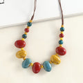 Multi-Color Irregular Beaded Braided Necklace 6W6JNC422