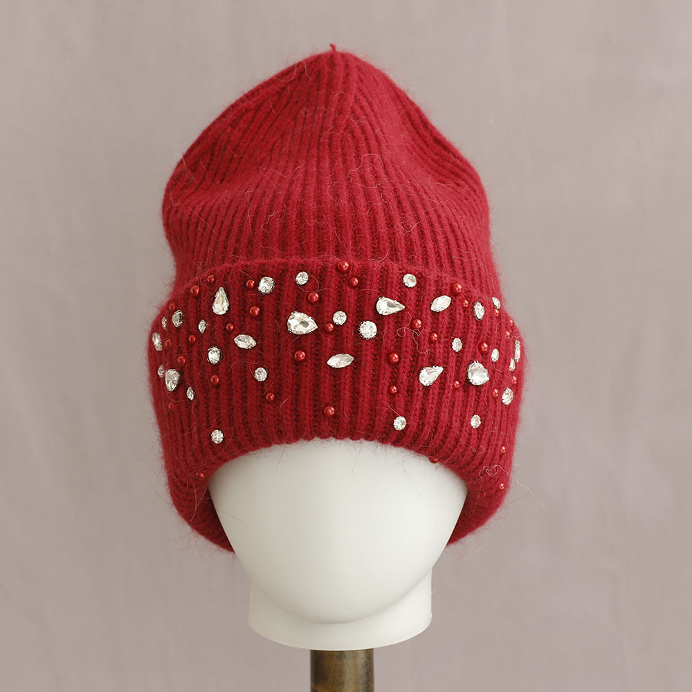 Luxury Rhinestone Angora Knit Beanie 6W6HAT696