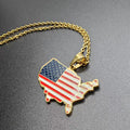 Vintage USA Map Pendant Chain Necklace 8ZA6JNC274T