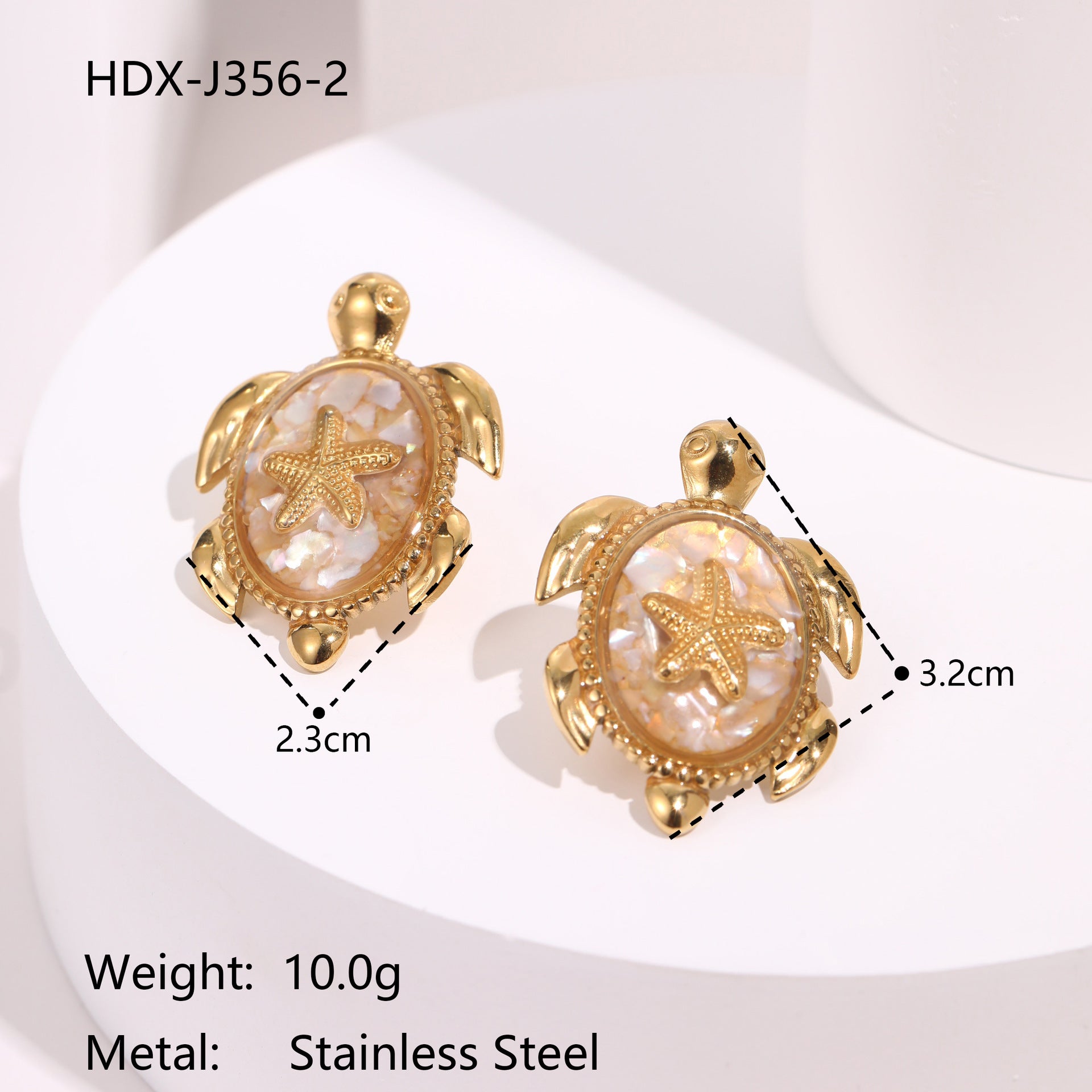 Starfish Turtle Gold Studs - DippedShop Wholesale - #1667