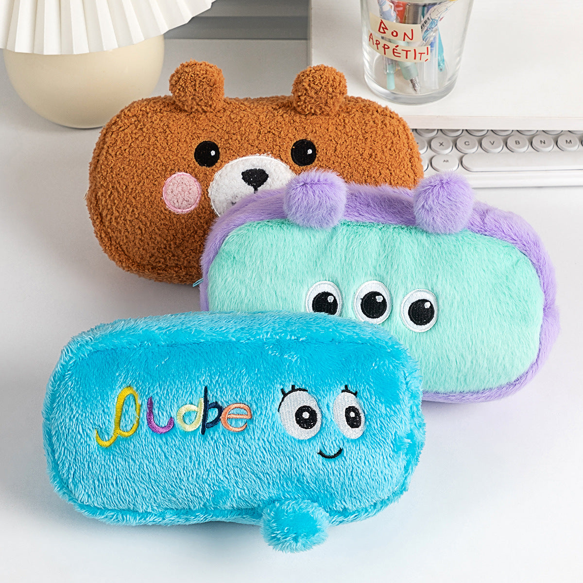 Plush Embroidery Pencil Pouch - DippedShop Wholesale - #5987