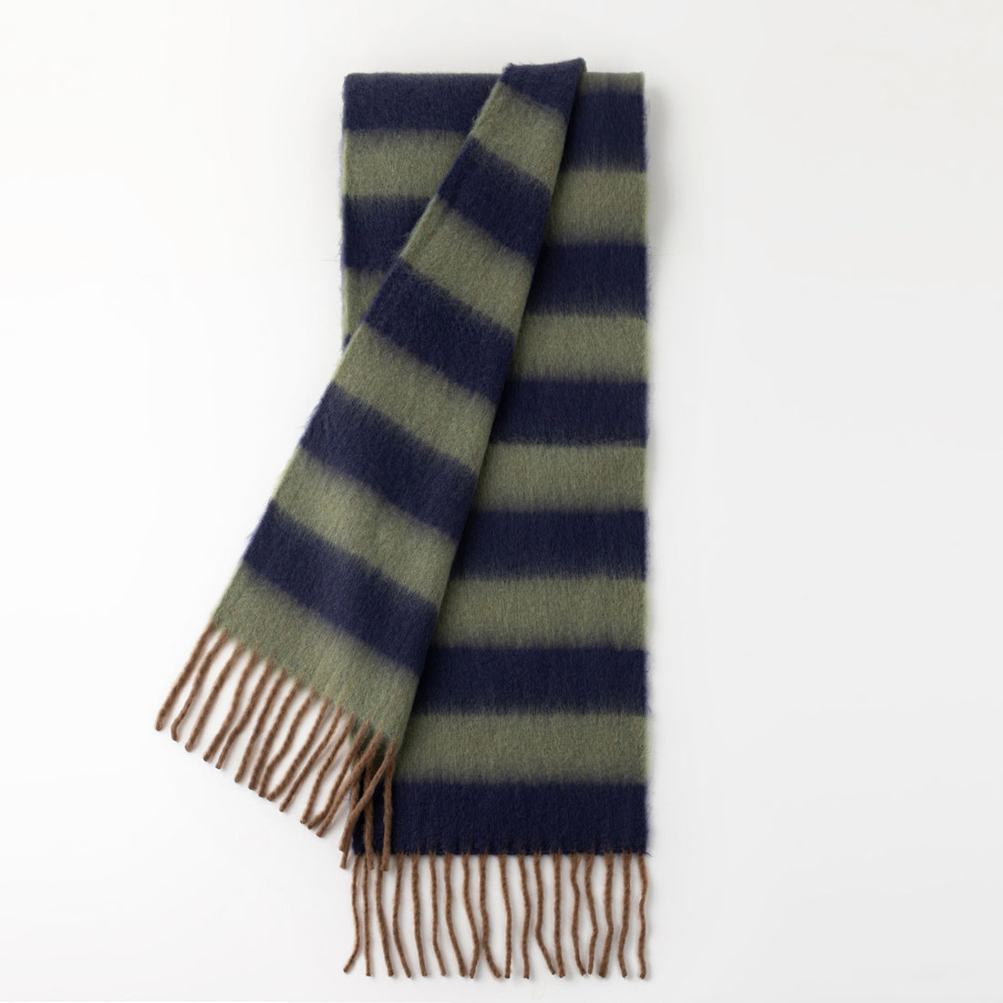Mohair Striped Tassel Scarf - DippedShop Wholesale - #7859