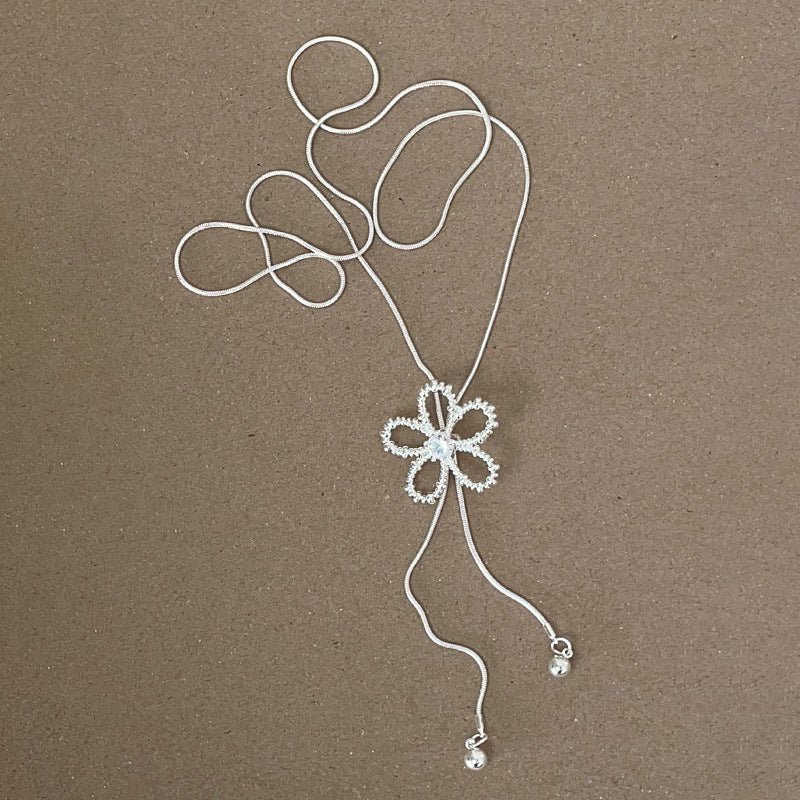Simple Flower Heart Pendant Chain Necklace 6W6JNC439