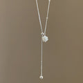 Minimalist Pearl Flower Ball Sliding Necklace 6W6JNC430