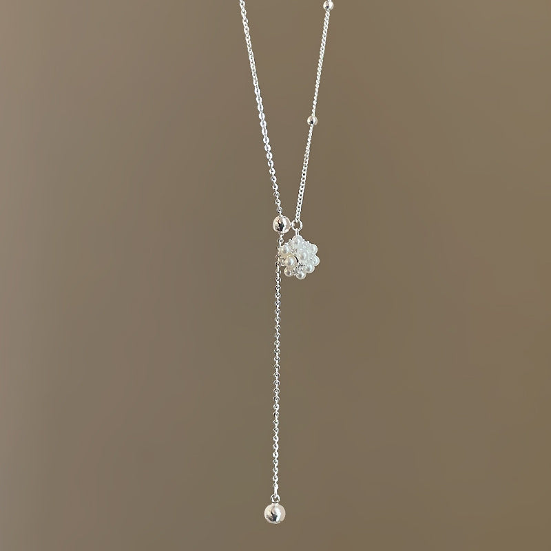 Minimalist Pearl Flower Ball Sliding Necklace 6W6JNC430