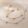 Simple Flower Gold Plated Cubic Zirconia Bracelet 6W6JBR460
