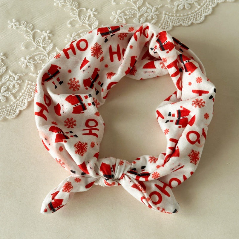 Christmas Print Bunny Ears Elastic Hair Band 6W6HBD362