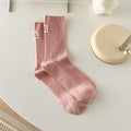 Solid Ribbed Cotton Socks - DippedShop Wholesale - #8947