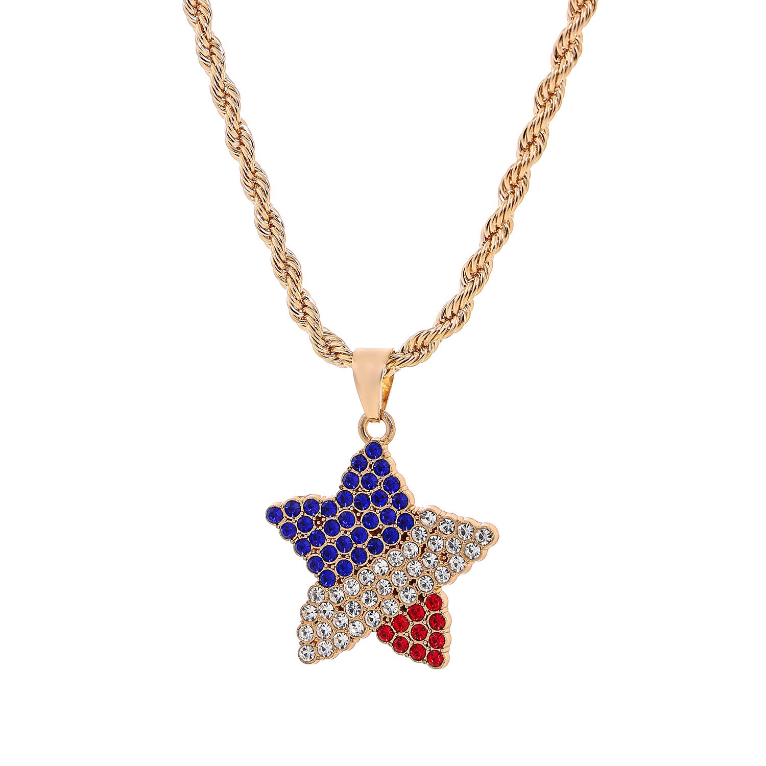 Elegant USA Flag Letter Pendant Link Necklace 8ZA6JNC290L