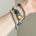 Vintage Heart Pendant Crystal Beaded Chain Bracelet 6W6JBR374
