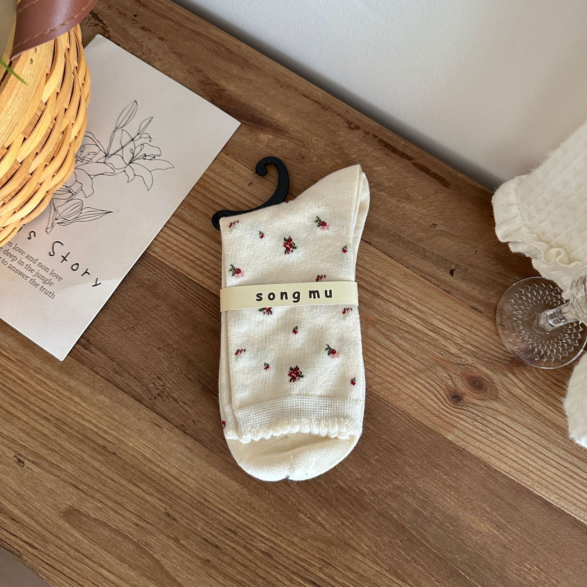 Floral Bow Crew Socks - DippedShop Wholesale - #0819