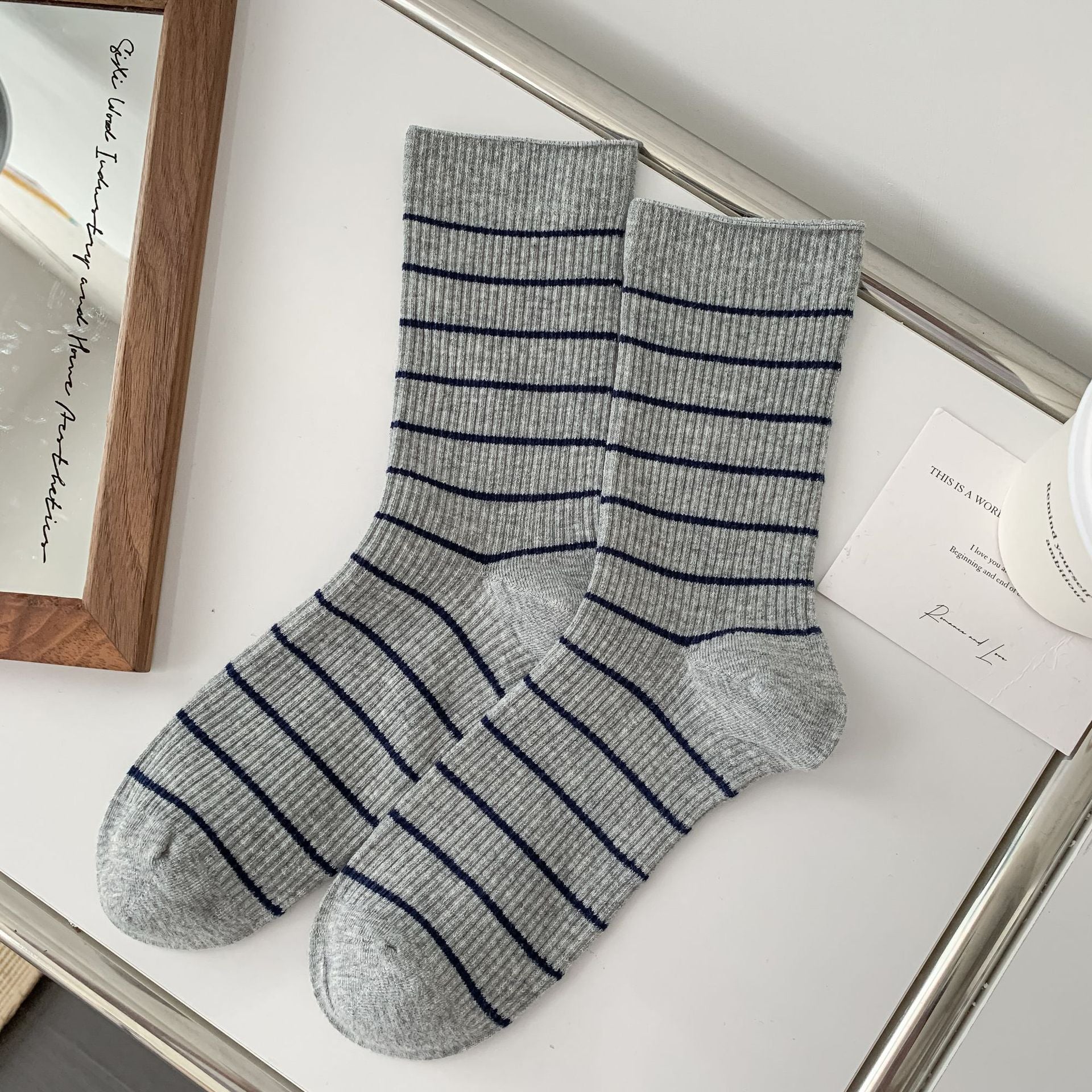 Casual Striped Color Block Slouchy Socks 6W8FSO691