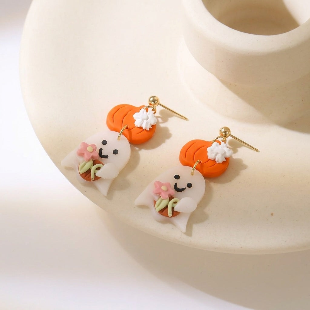 Cute Ghost Halloween Skeleton Dangle Earrings 6W6JER553