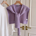 Trendy Cable Knit Solid Color Sweater Shawl 6W6NSC54