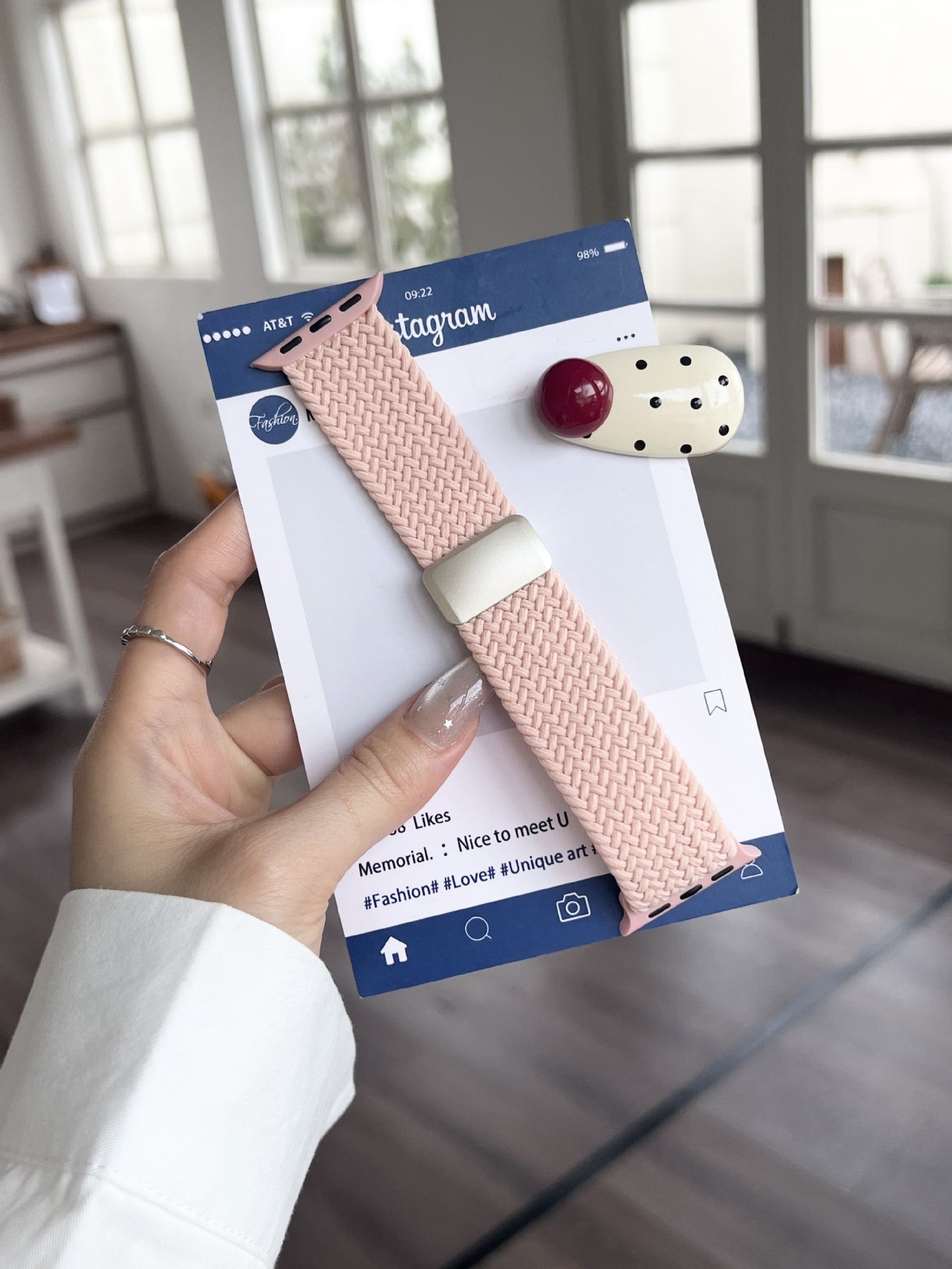 Solid Color Nylon Weave Magnetic Watch Band 6W6JWA138