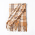 Minimalist Plaid Tassel Imitation Cashmere Scarf 6W6NSW292