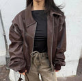 Vintage Leather Oversize Jacket - DippedShop Wholesale - #9139
