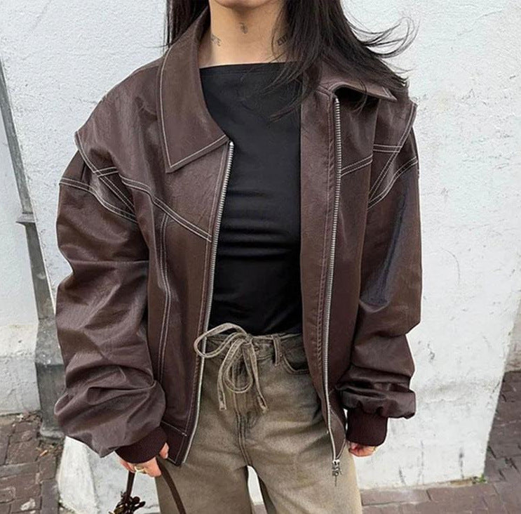 Vintage Leather Oversize Jacket - DippedShop Wholesale - #9139