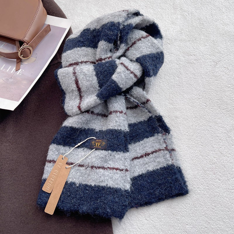 Thick Warm Soft Color Block Striped Shawl Scarf 6W6NSC78