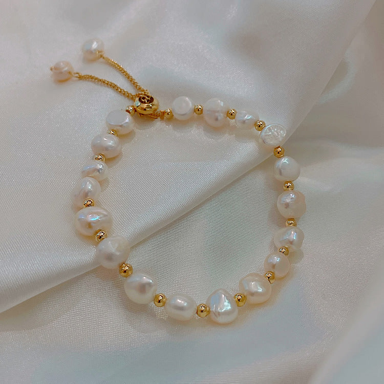 Stylish Gold Plated Freshwater Pearl Bracelet 6W6JBR714